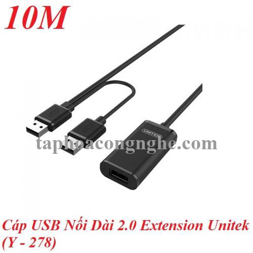 Unitek 98368 Y-278 2.0 10M Màu Đen Cáp Usb Nối Dài Extension có IC khuếch đại 30098368